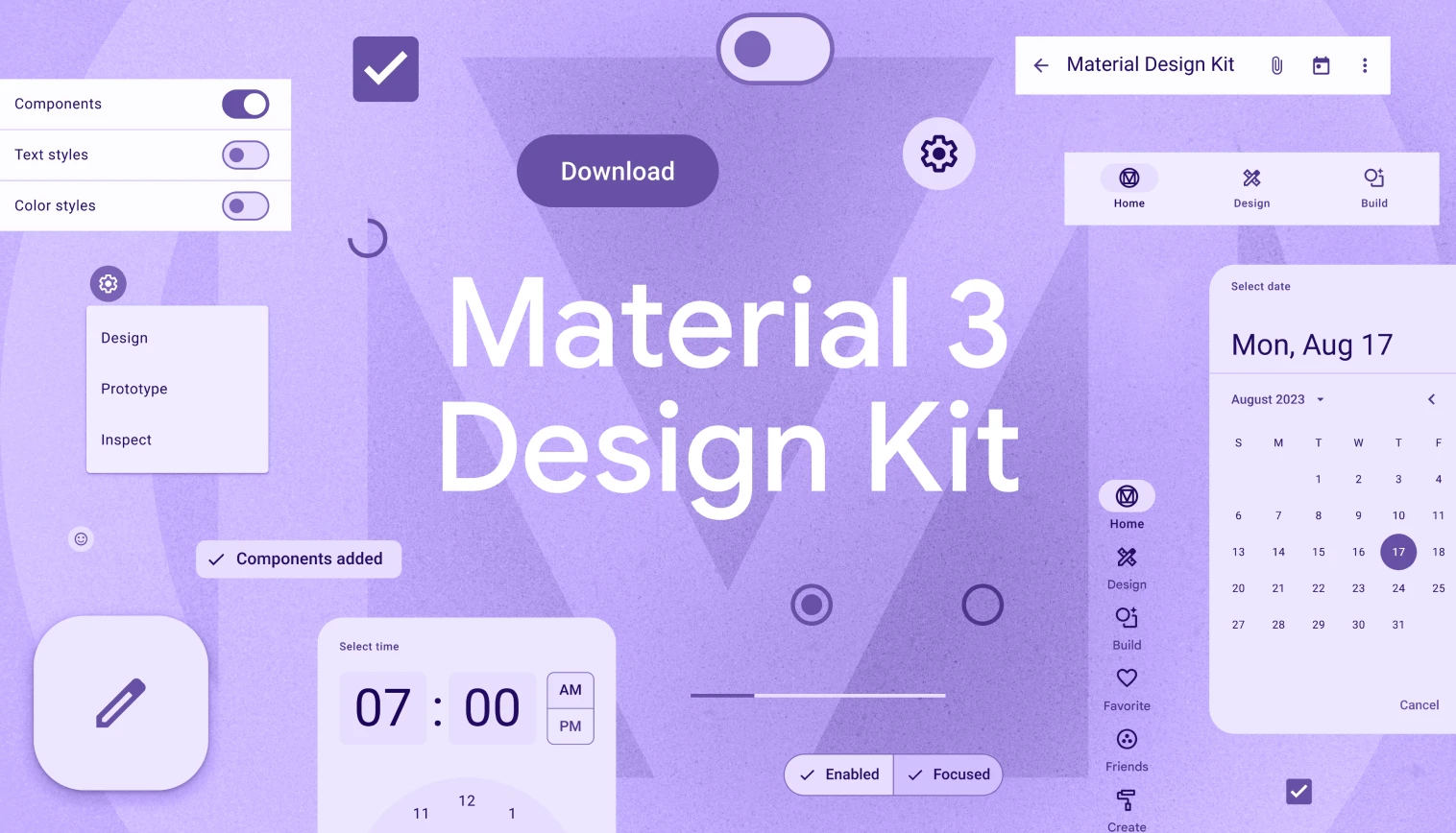 Kit de diseño 3 de material Google para aplicaciones móviles.