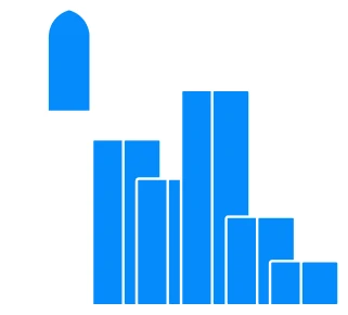 Ilustración de un conjunto de escaleras azules con un gráfico de barras.