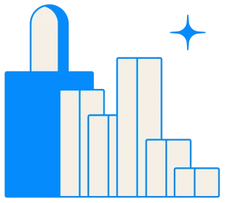 Ilustración de un conjunto de escaleras y un gráfico de barras.