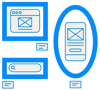 Ilustración de varios cuadros de elementos de interfaces.