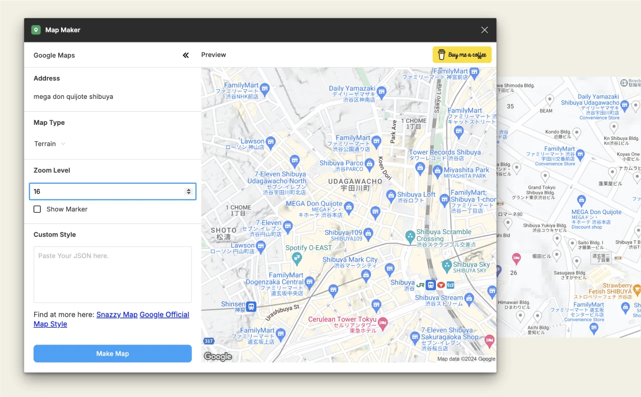 Captura de pantalla del plugin map maker para mapas y geolocalizacion en Figma